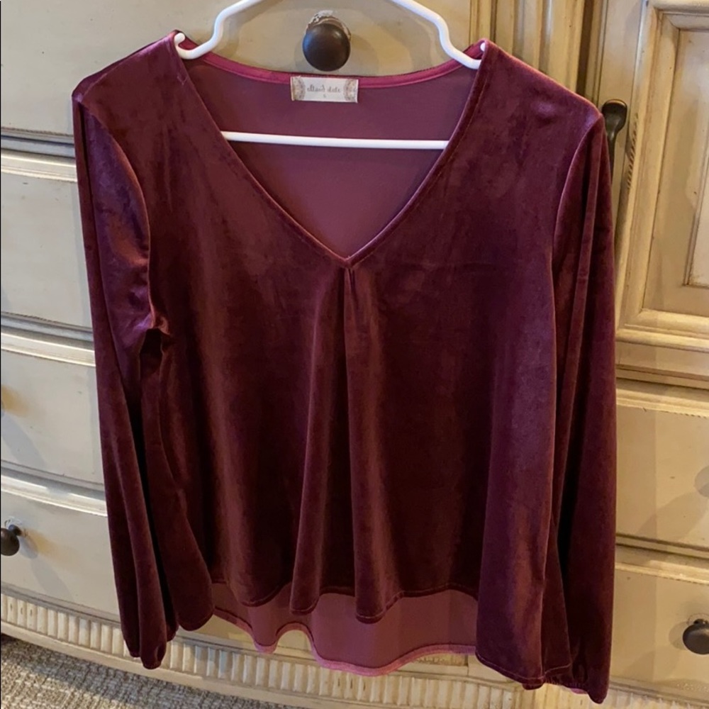 Altar'd State Maroon Velvet Blouse - WITH TAGS